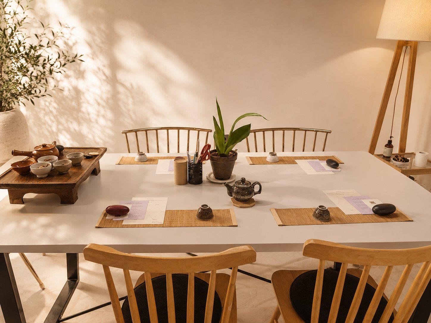 Korean tea ritual table at Healing of Korea