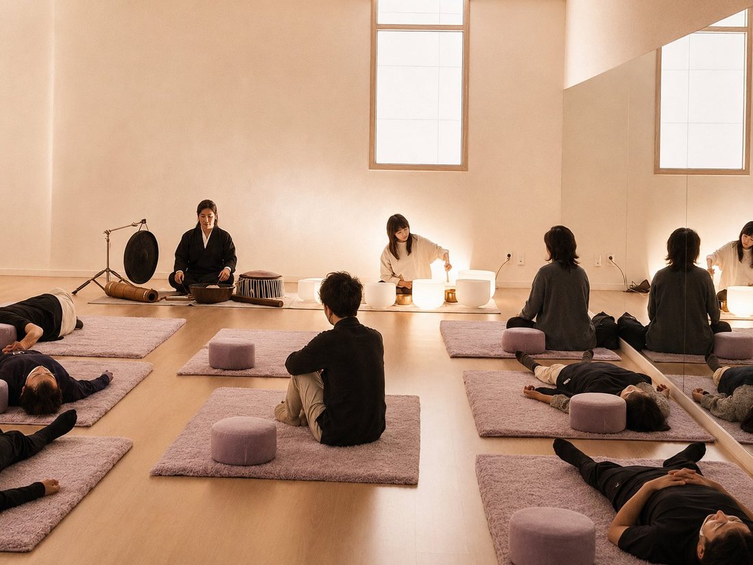 Small group Korean sound bath session in a quiet Seoul studio
